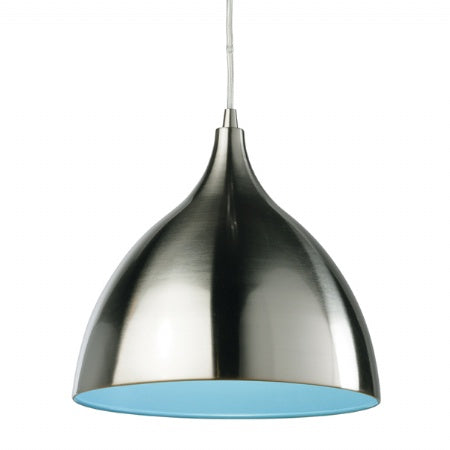 Firstlight 5744BSBL Cafe Pendant Light (Brushed Steel + Blue)