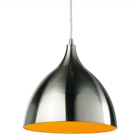 Firstlight 5745BSOR Cafe Pendant Light (Brushed Steel + Orange)