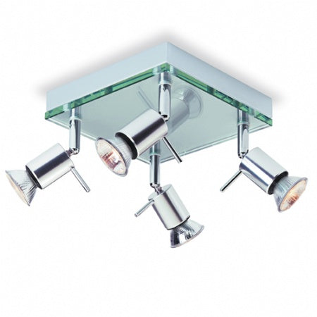 Firstlight Aqua 5514AL 4 Spotlight Ceiling Light (Glass + Aluminium)