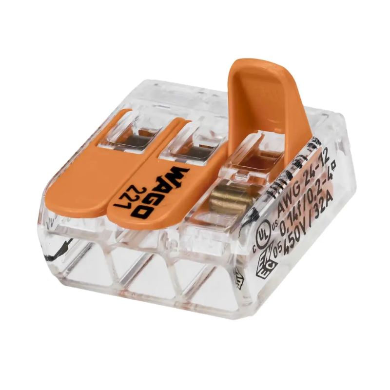 Wago 221-413 3 Way Connector 4mm Terminal Block (Pack of 50)