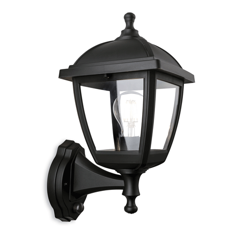Firstlight 2816BK Palma 4 Panel Wall Lantern with PIR (Black)