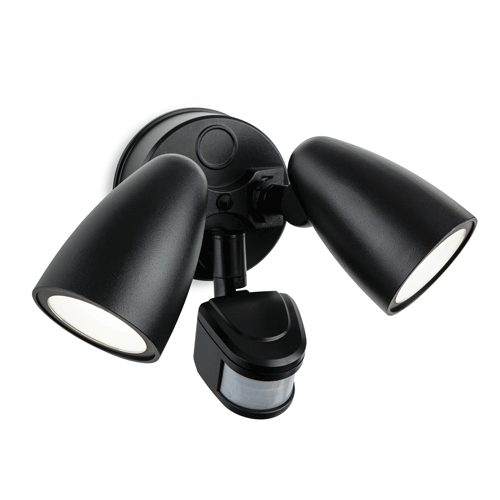 Firstlight 2836BK Puma Twin LED Wall Light with PIR (Black)