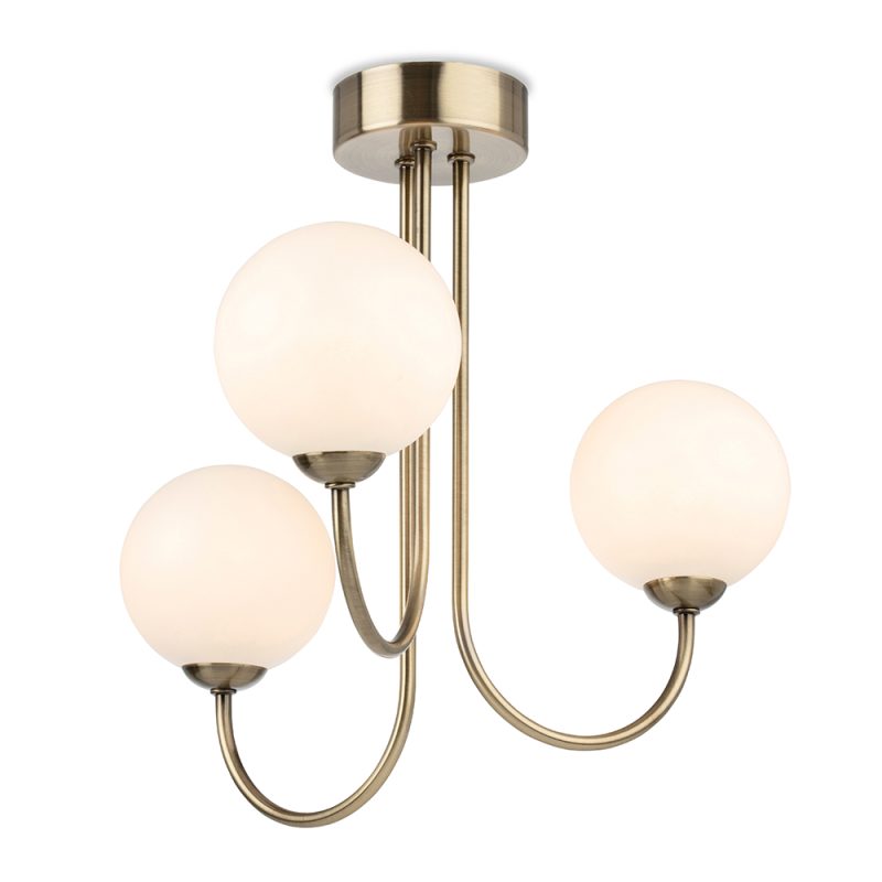 Firstlight 2886AB Lyndon 3 Lamp Flush Ceiling Light (Antique Brass)