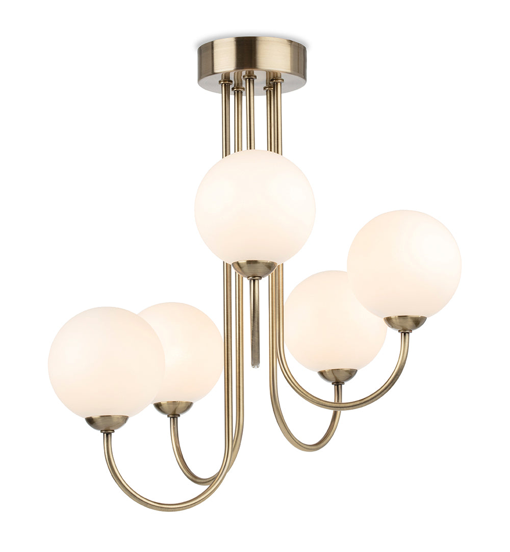 Firstlight 2887AB Lyndon 5 Lamp Flush Ceiling Light (Antique Brass)