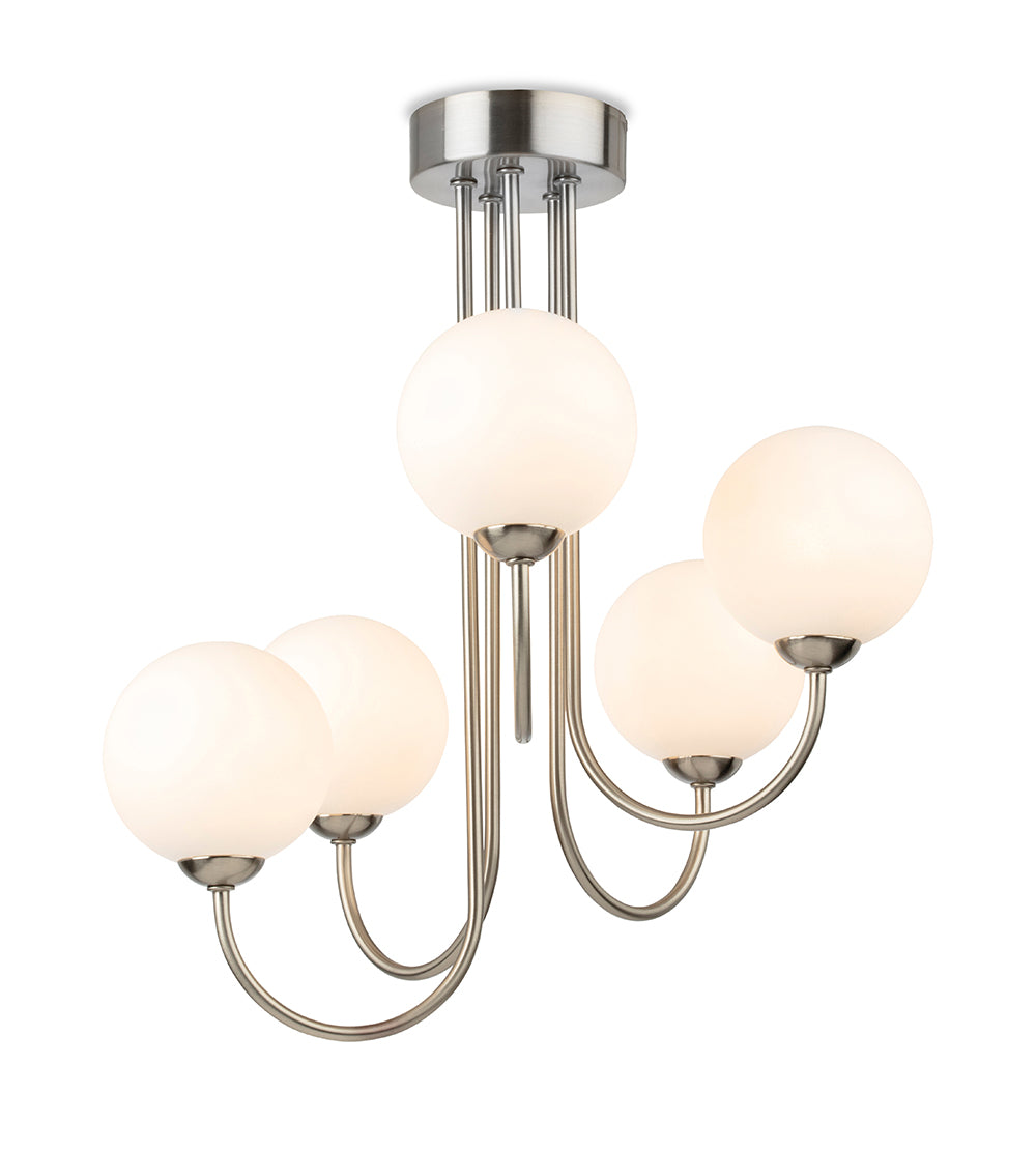 Firstlight 2887BS Lyndon 5 Lamp Flush Ceiling Light (Brushed Steel)