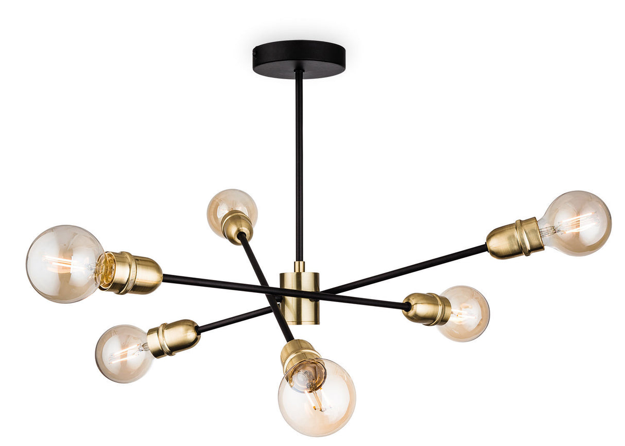 Firstlight Trident 3702BK Semi-Flush Ceiling Light (Black with Brushed Brass)
