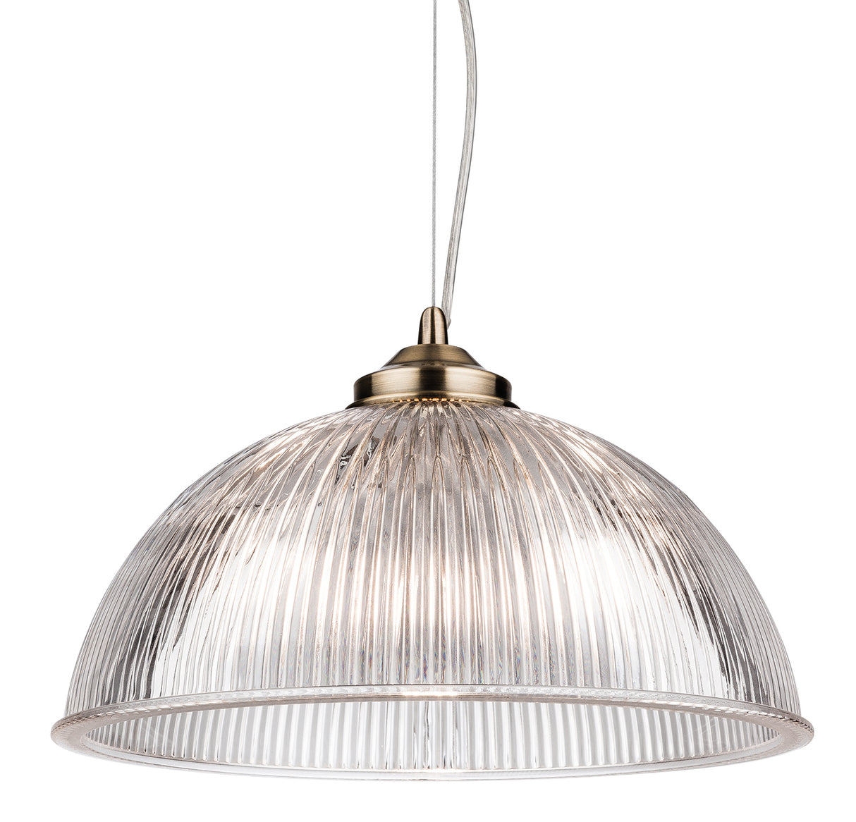 Firstlight Ashford 3723AB Pendant Light (Antique Brass/Ribbed Glass)