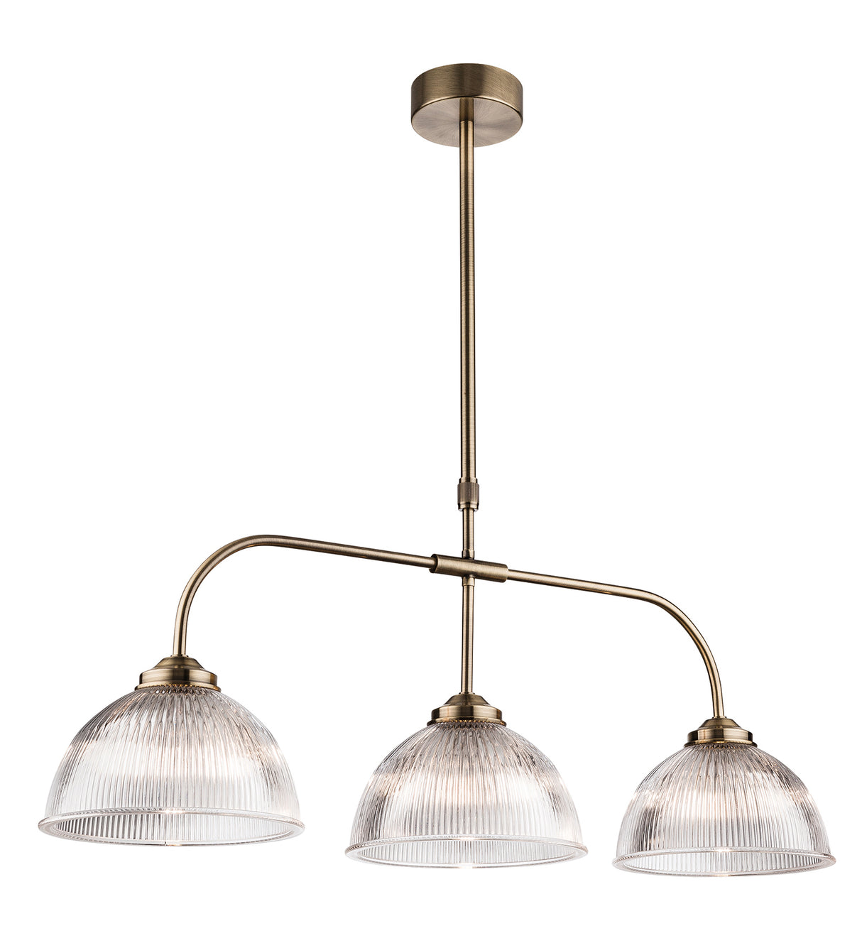 Firstlight Ashford 3 Lamp Pendant (Antique Brass/Ribbed Glass)