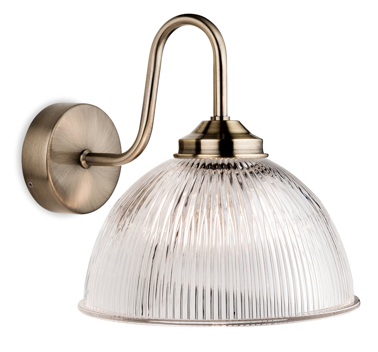 Firstlight Ashford Wall Light (Antique Brass/Ribbed Glass)