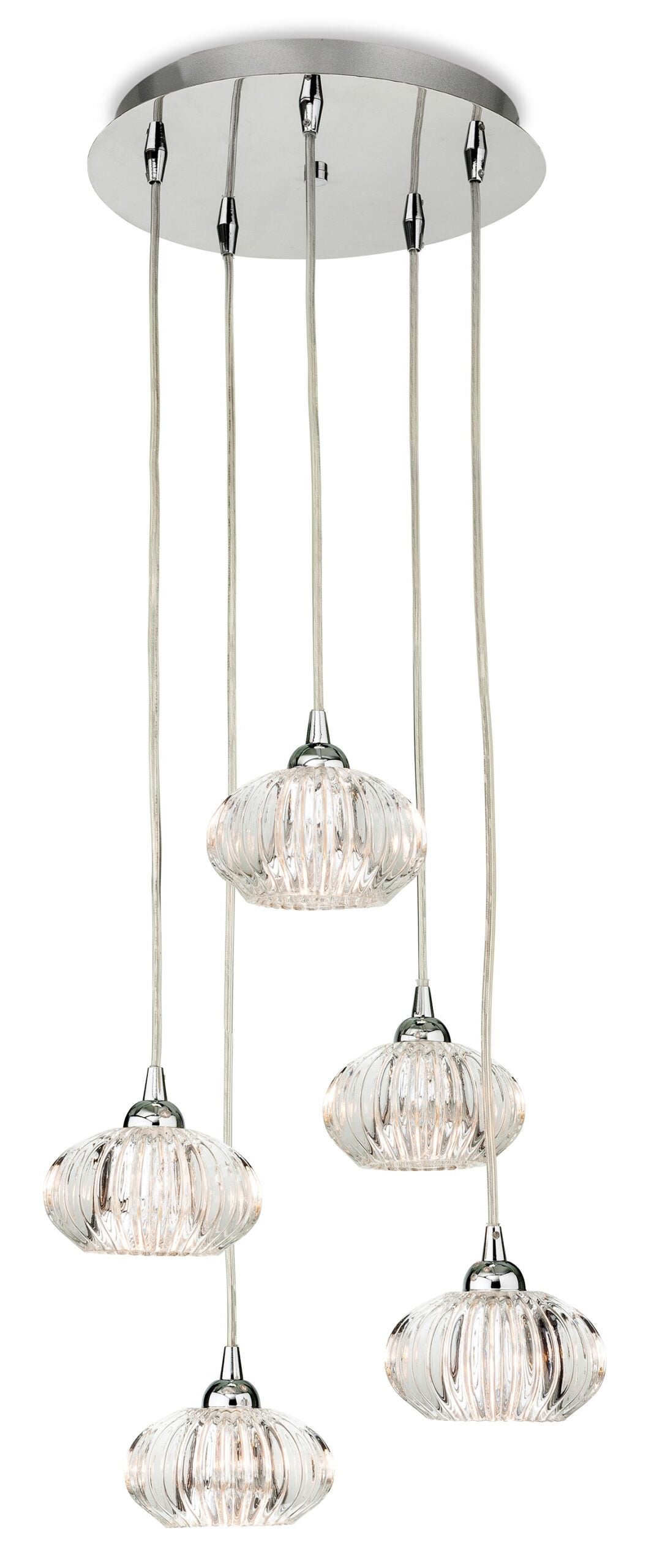 Firstlight 4859CH Lisbon 5 Lamp Pendant Light (Chrome and Decorative Glass)
