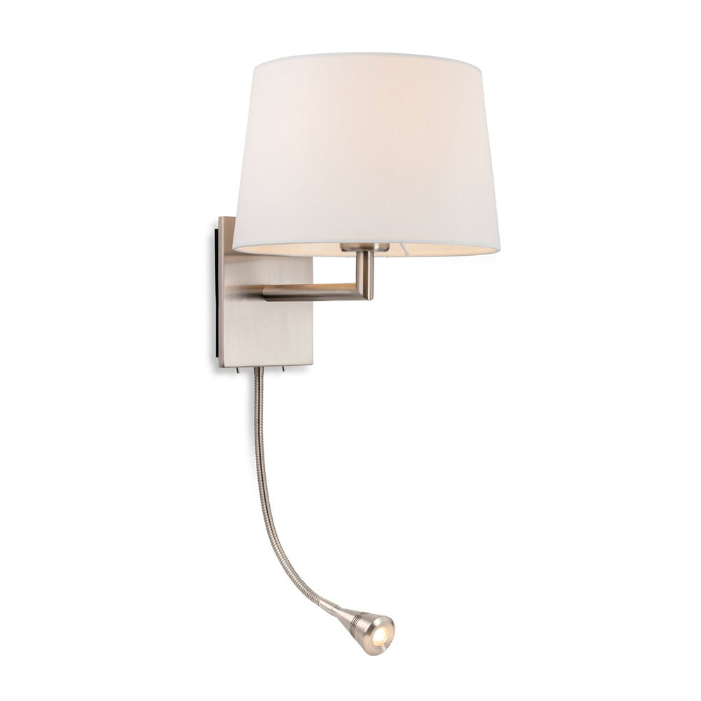 Firstlight 4936BS Grand Wall Light + Switched LED Task Light (Brushed Steel)