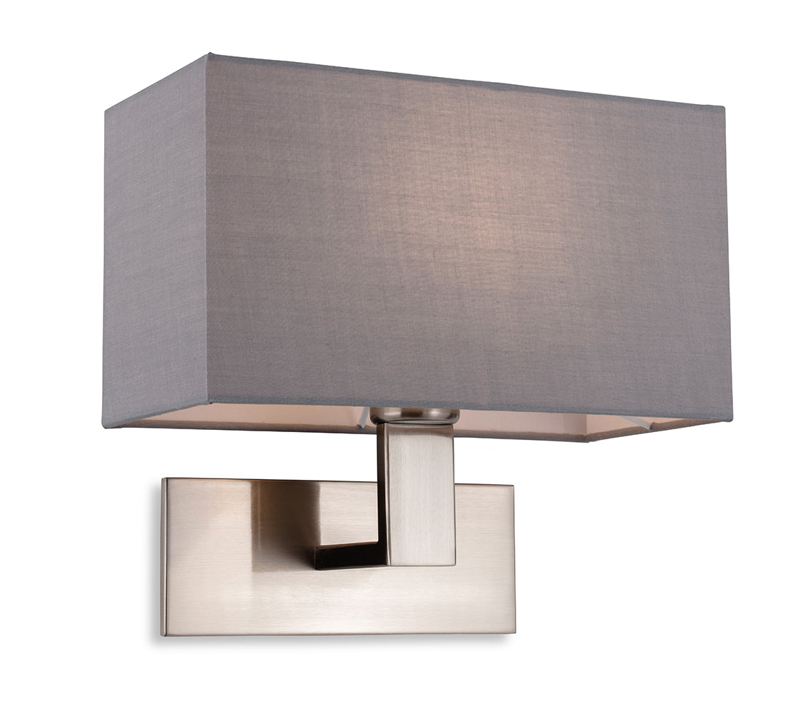 Firstlight 4939BSGR Raffles Single Wall Light (Brushed Steel with Grey Shade)