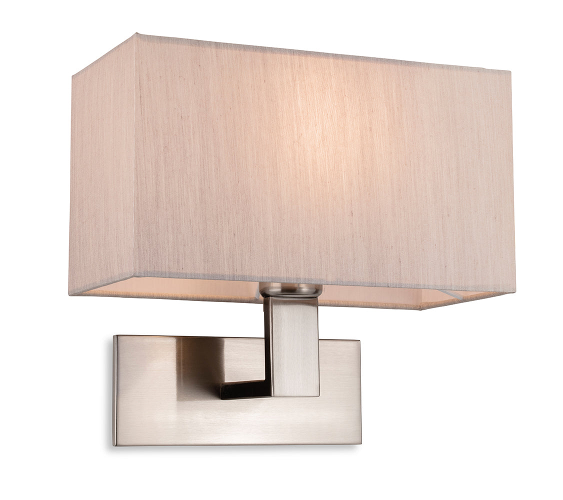 Firstlight 4939BSOY Raffles Single Wall Light (Brushed Steel with Oyster Shade)