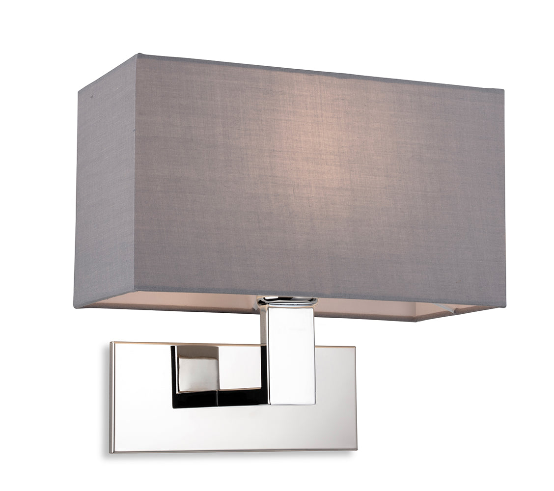 Firstlight 4939CHGR Raffles Single Wall Light (Chrome with Grey Shade)
