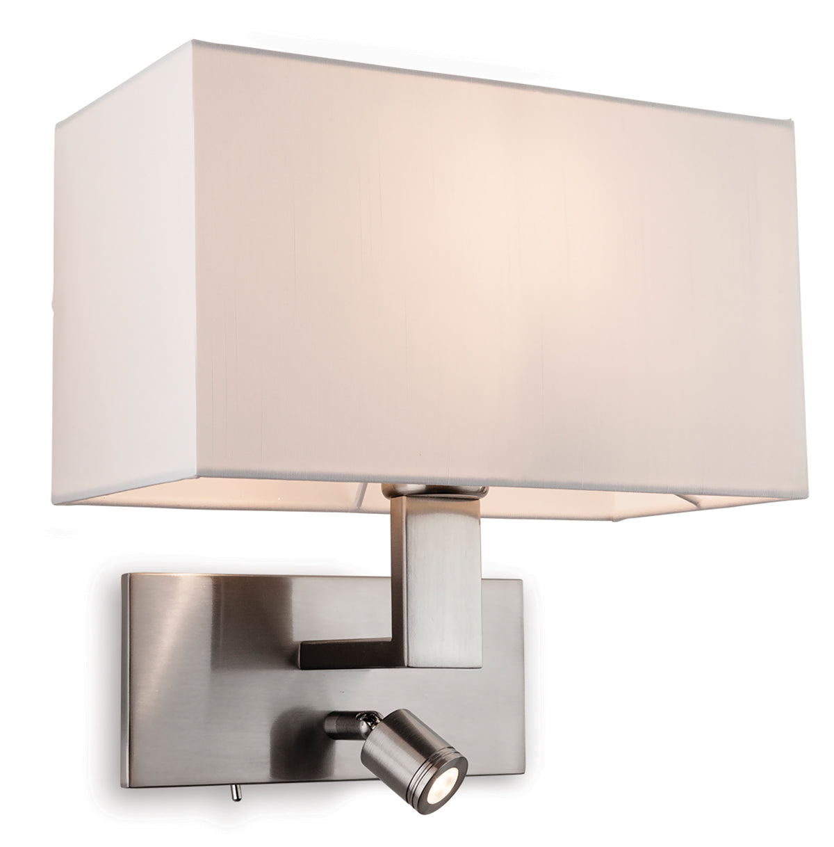 Firstlight 4940BSCR Raffles 2 Lamp Switched wall Light (Brushed Steel with Cream Shade)