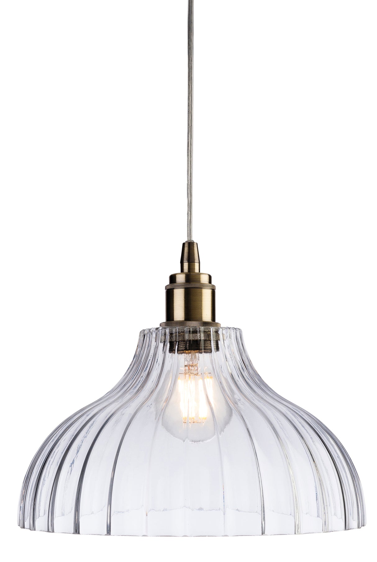 Firstlight 7648AB Victory Glass Pendant Light with Antique Brass