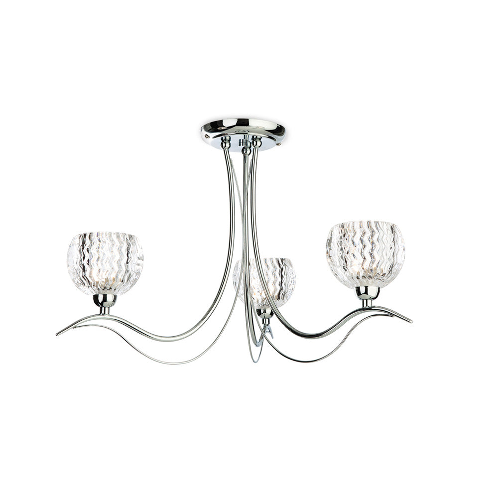 Firstlight 8619CH Blanche 3 Arm Ceiling Light (Chrome and Decorative Glass)