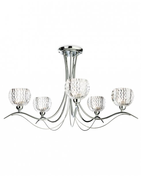 Firstlight 8620CH Blanche 5 Arm Ceiling Light (Chrome and Decorative Glass)