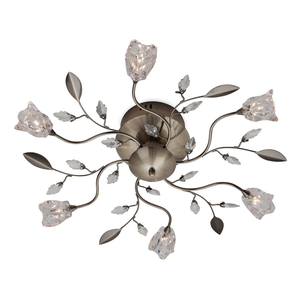 Firstlight Cindy 8361AB 6lt Flush Ceiling Light (Antique Brass)