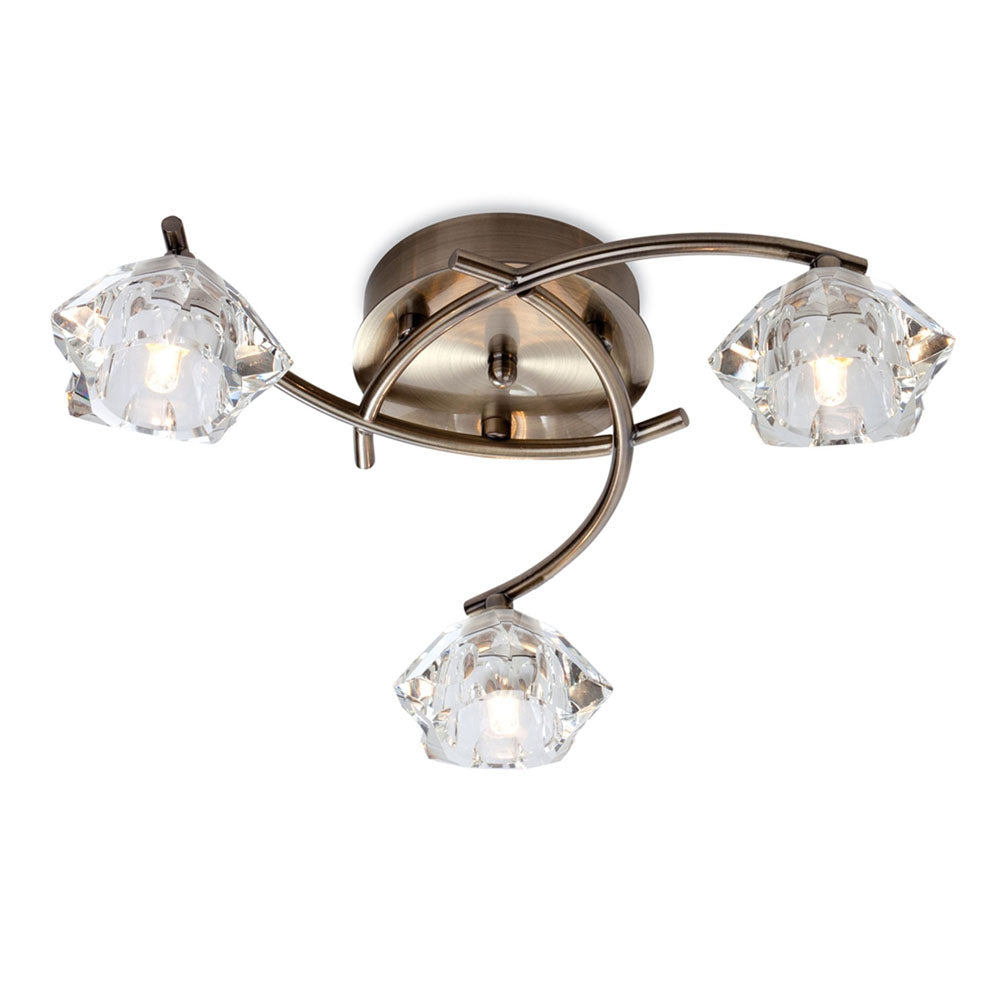 Firstlight 8364AB Clara 3lt Flush Ceiling Light (Antique Brass)