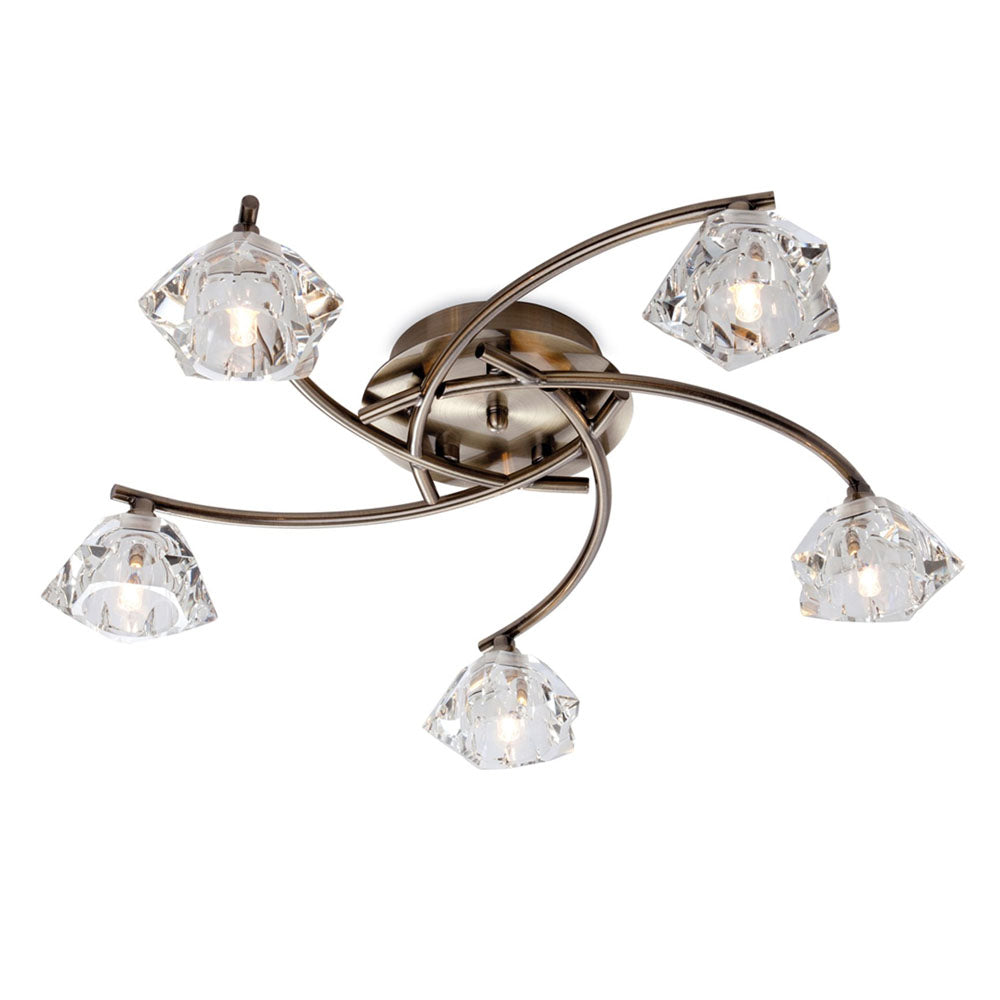 Firstlight 8365AB Clara 5lt Flush Ceiling Light (Antique Brass)