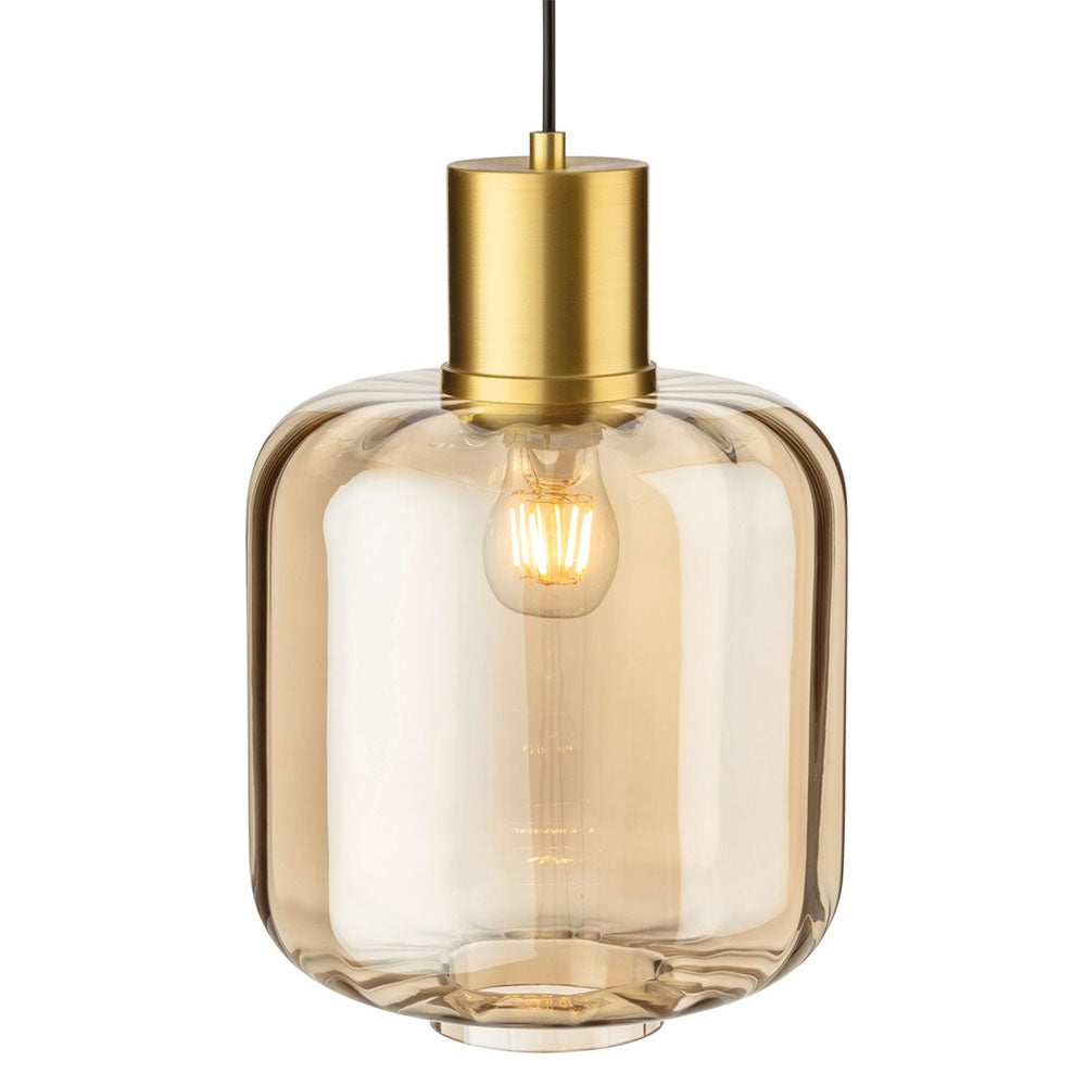 Firstlight 2852AM Eton Pendant (Brushed Brass with Amber Glass)