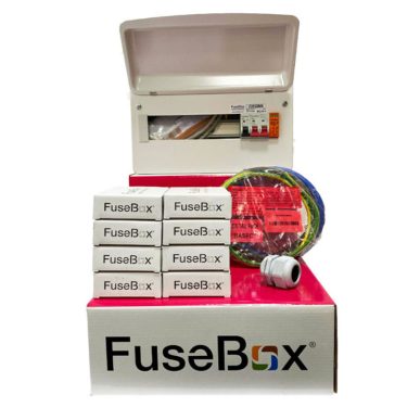 FuseBox F2010MX 10 Way SPD Board + 8 A Type RCBO's + 32mmTail Gland Kit + Flexible Meter Tail Pack - 25mm - 2 Metre