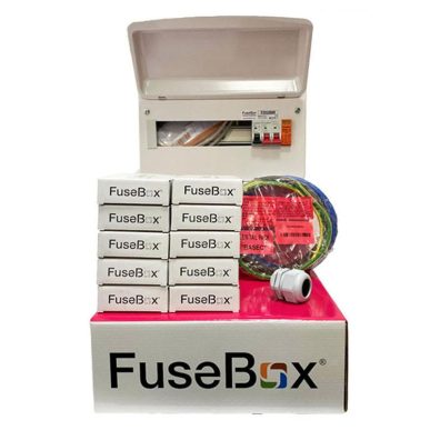 FuseBox F2010MX 10 Way SPD Board + 10 A Type RCBO's + 32mmTail Gland Kit + Flexible Meter Tail Pack - 25mm - 2 Metre