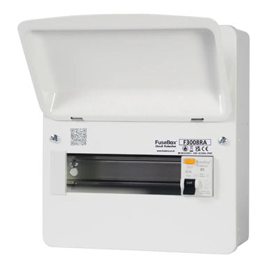 FuseBox F3008RA 8 Usable Way Metal Consumer Unit with 80A RCD Switch