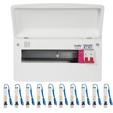 FuseBox 11 Way SPD Board F3011MZ + 10 A Type RCBO's