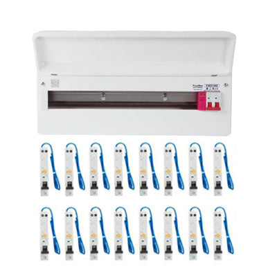 FuseBox F3021MZ 21 Way SPD Board + 16 A Type RCBO's