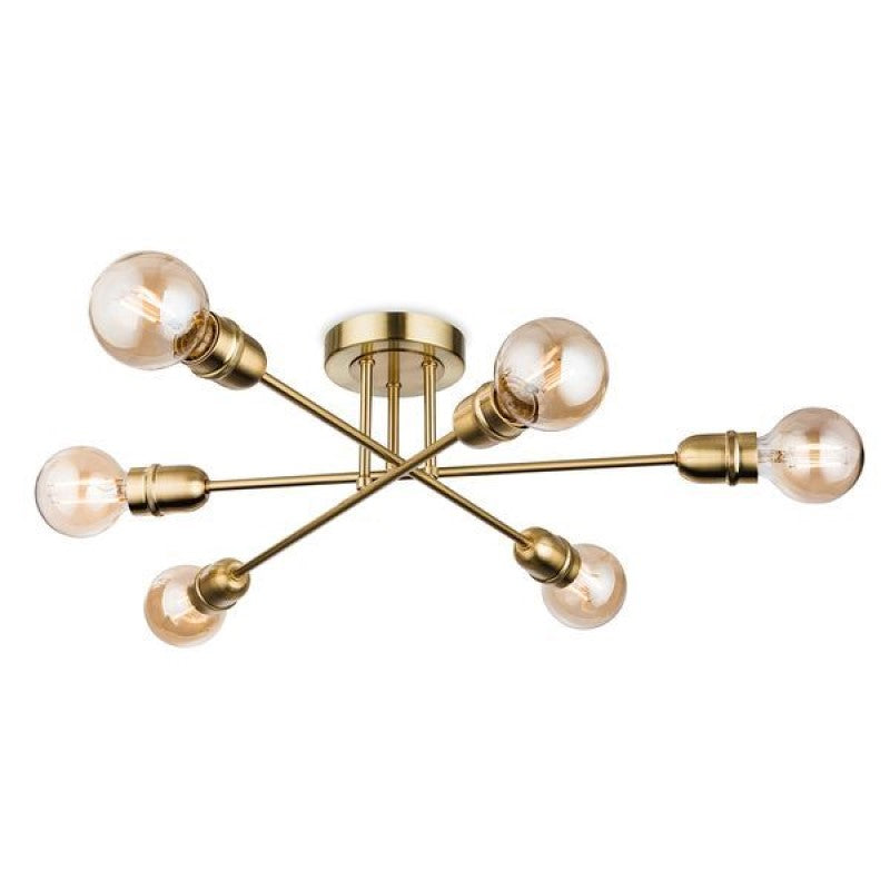 Firstlight 3701BR Trident 6lt Flush Ceiling Light (Brushed Brass)