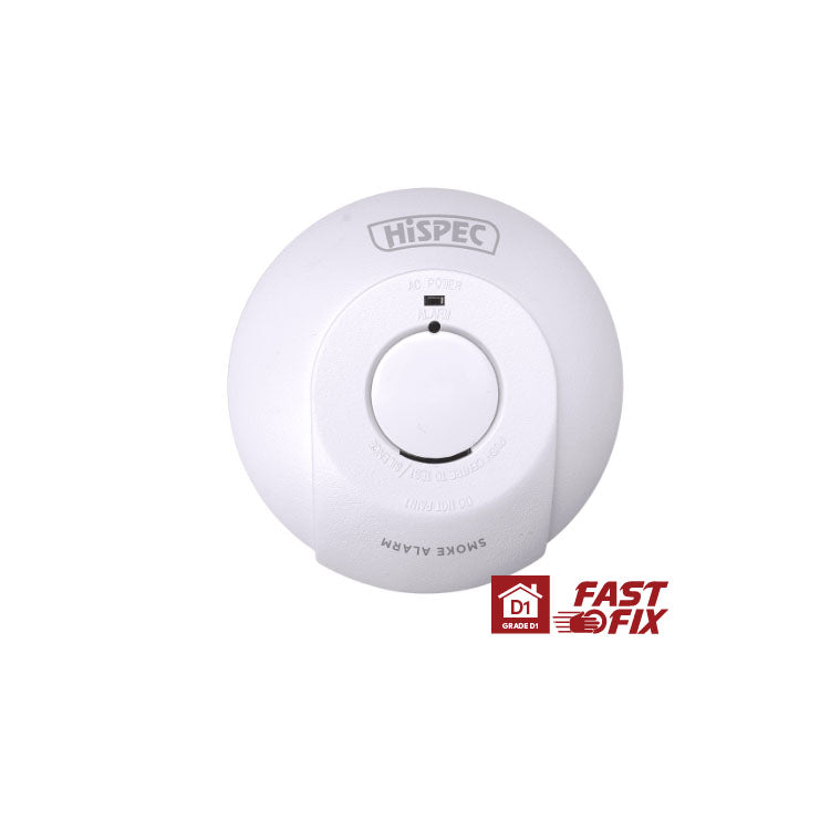 Hispec HSSA/PE/FF10 Interconnectable Fast Fix Mains Smoke Alarm 10yr Rechargeable Lithium Battery