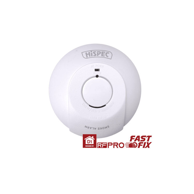 Hispec Radio Frequency Mains Smoke Detector with 10yr Rechargeable Lithium Battery Backup HSSA/PE/RF10-PRO