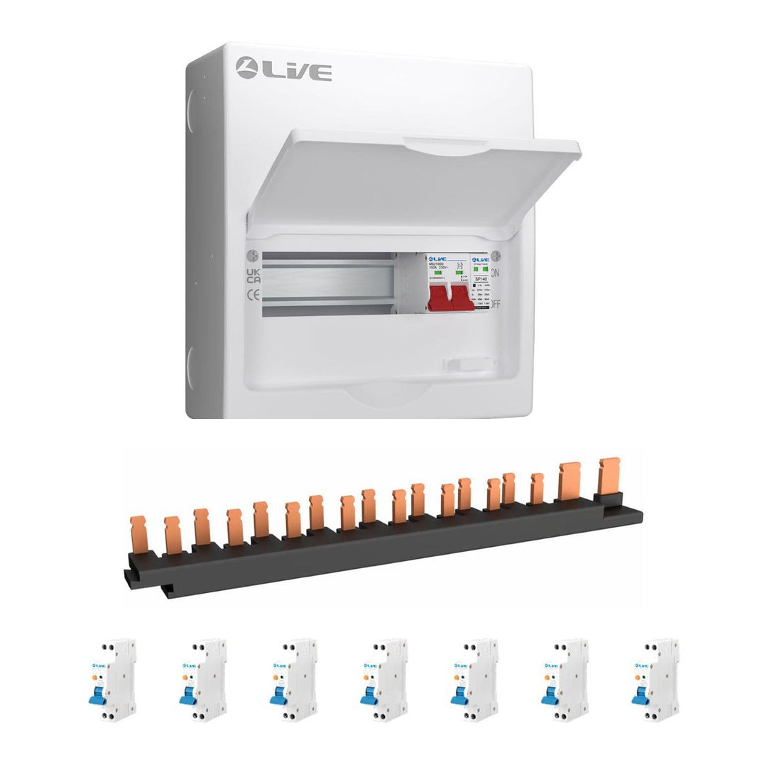 Live Electrical LSMC10S-SP 7 Way Dual Busbar SPD Metal Consumer Unit & 7 RCBO's