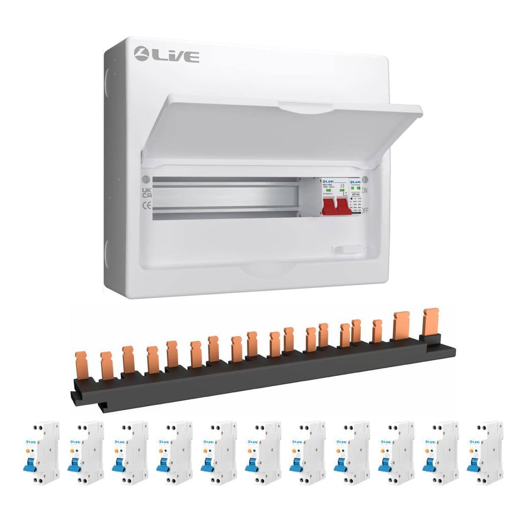 Live Electrical LSMC14S-SP 11 Way Dual Busbar SPD Metal Consumer Unit & 11 RCBO's
