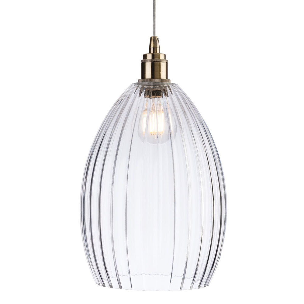 Firstlight Victory 7647AB Glass Pendant Light with Antique Brass