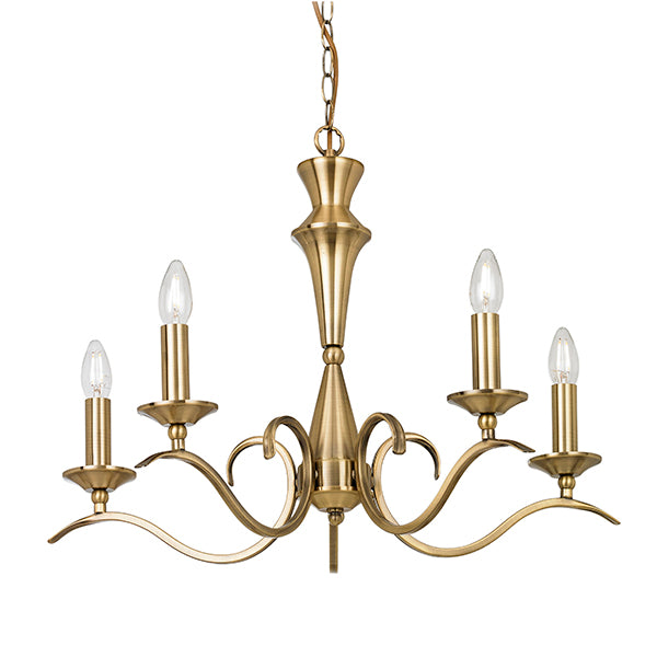 Endon Kora Chandelier (5 Light - Antique Brass)