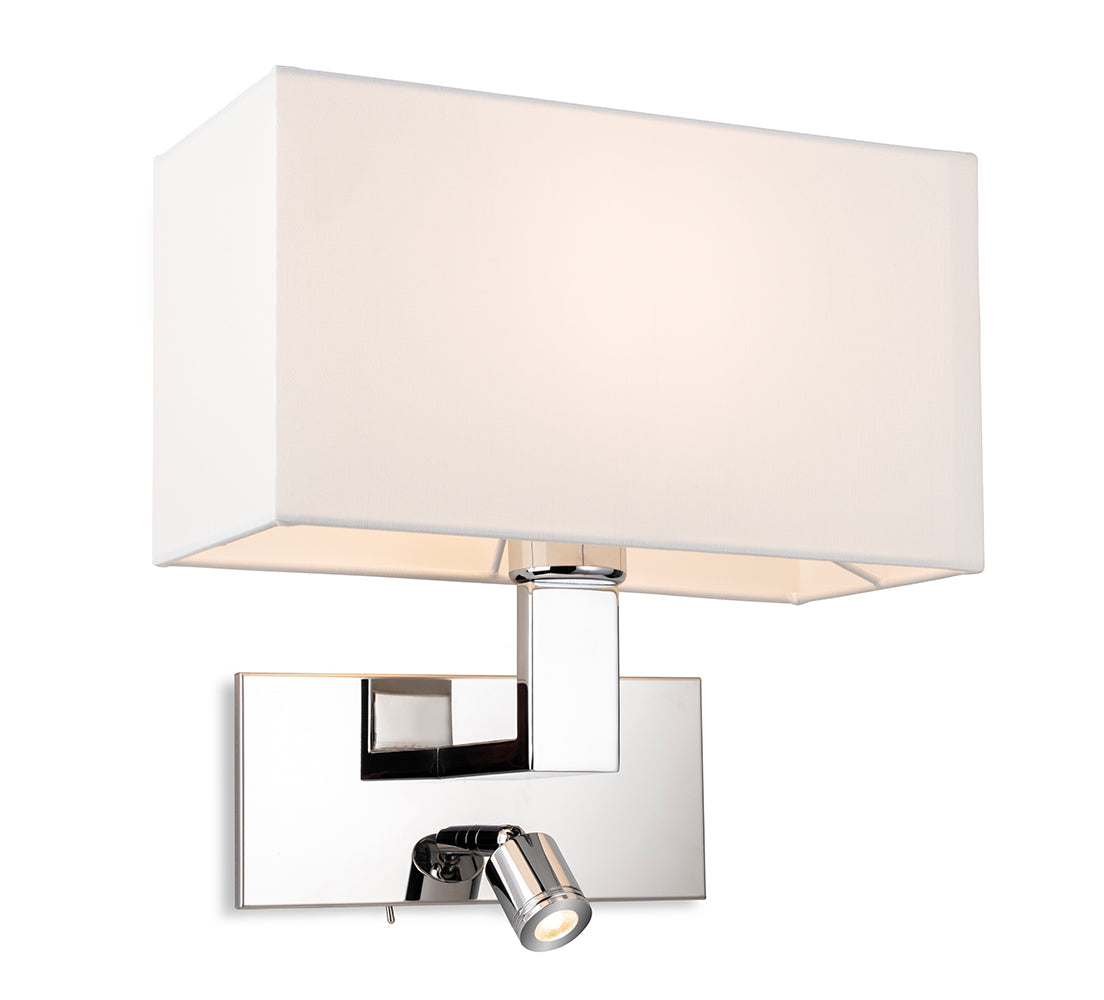 Firstlight 4940CHCR Raffles 2 Lamp Switched Wall Light (Chrome with Cream Shade)