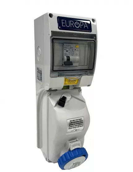 Europa SISRAW163P Caravan Hook Up Interlocked RCCB Protected Switch Socket 2P+E Type A 16A 30mA IP65 230V