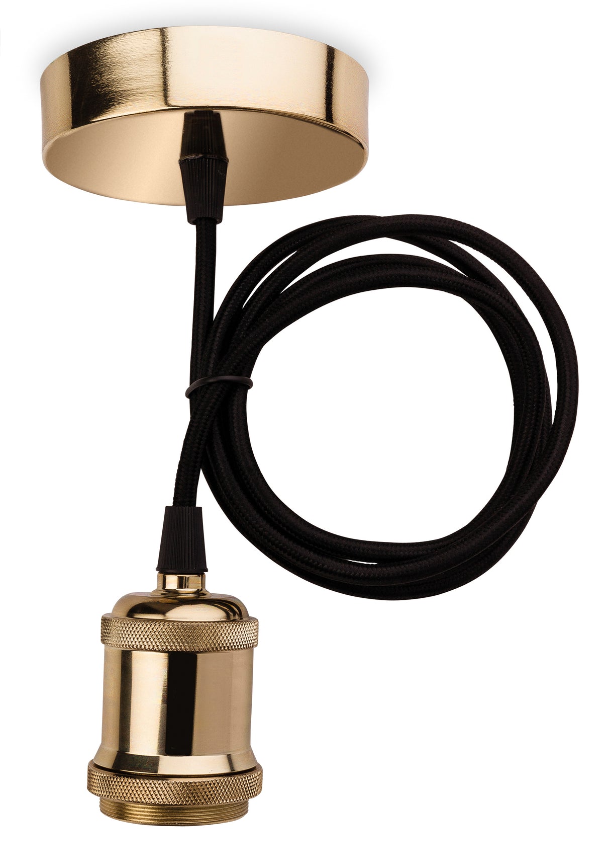 Firstlight 7681BR Brass with Black Fabric Cord Pendant Kit