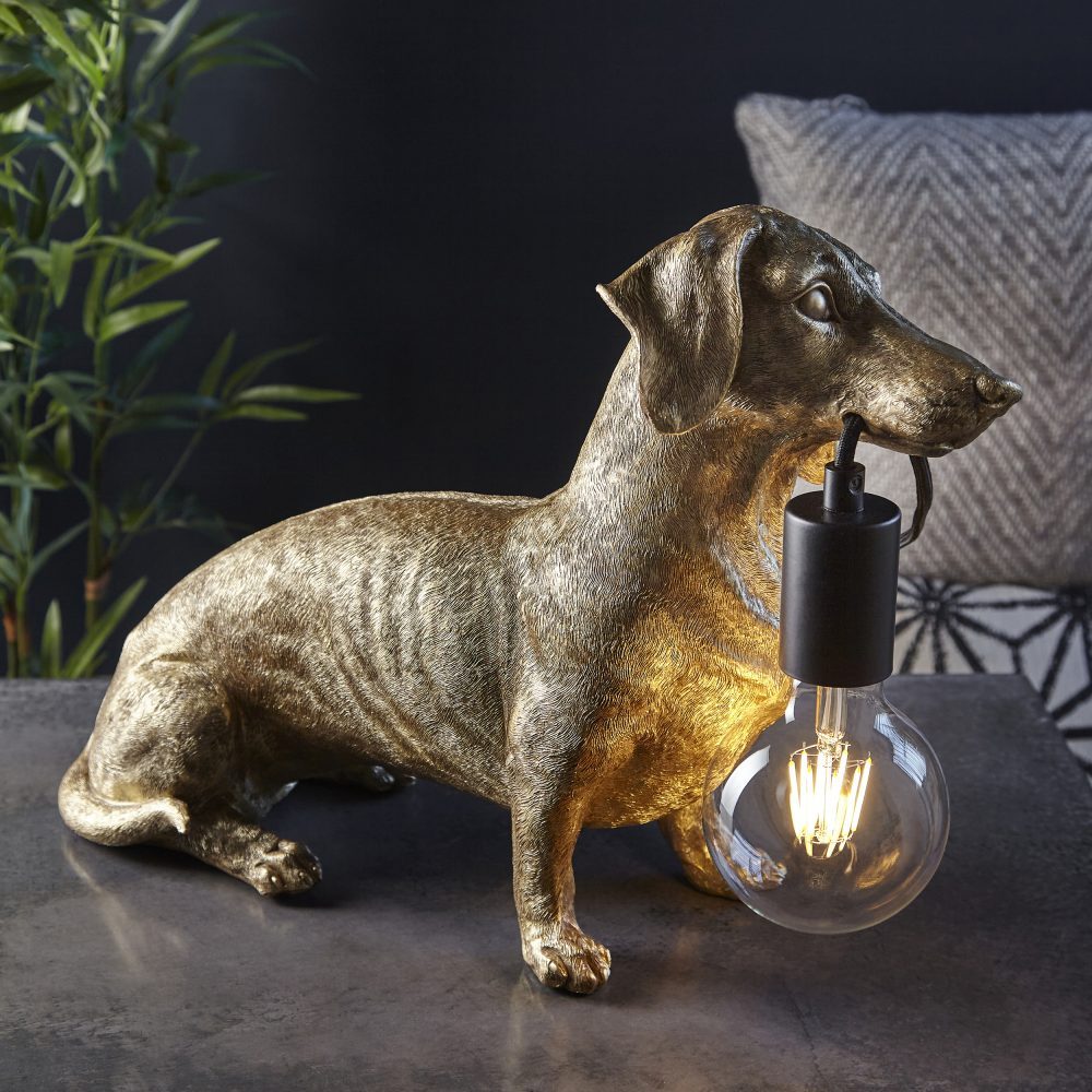 Vintage Gold Dachshund Table Light