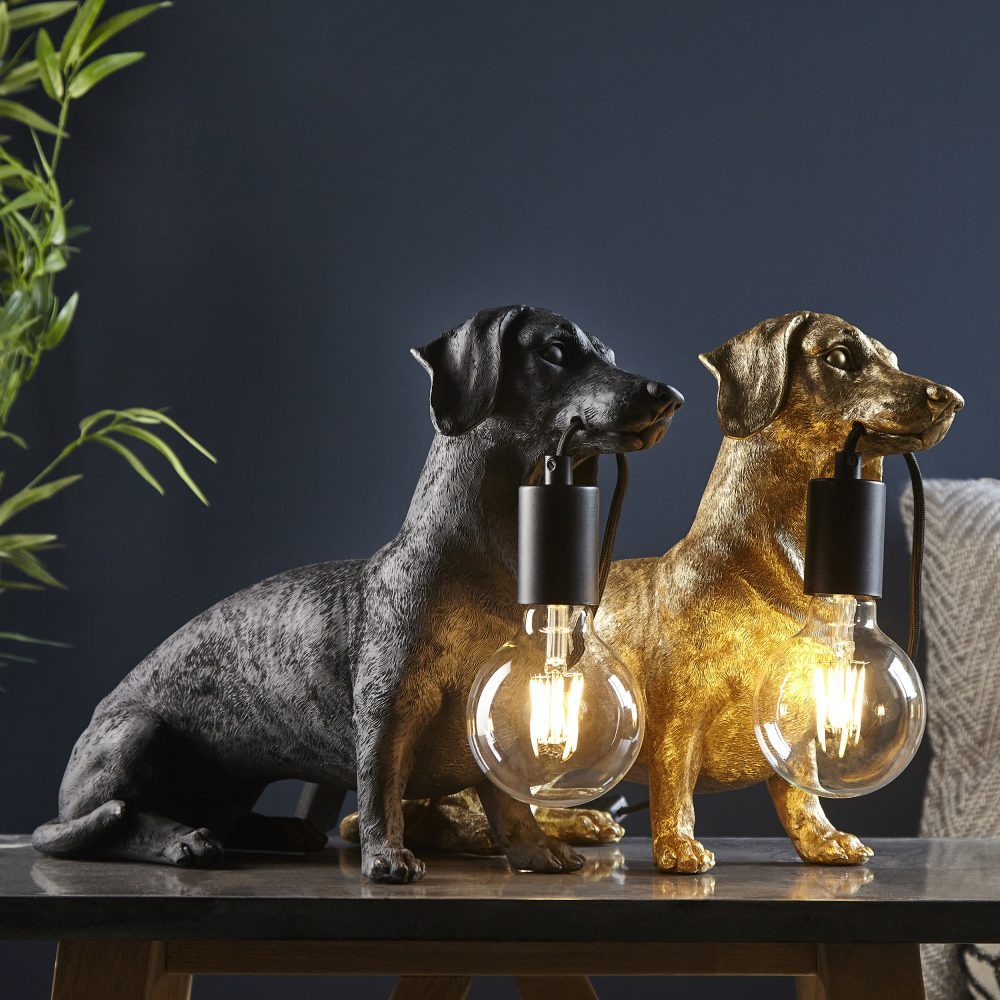 Vintage Gold Dachshund Table Light
