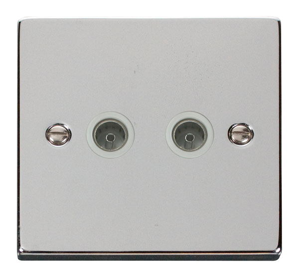 Click VPCH066WH Victorian Polished Chrome VPCH 1 GANG TWIN CO- AXIAL OUTLET