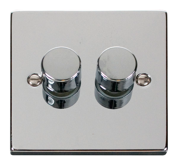 Click VPCH152 Victorian Polished Chrome VPCHROME 2-GANG 2-WAY 400W DIMMER SWITCH