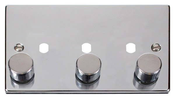 Click VPCH153PL Victorian Polished Chrome VPCH 3 GANG DOUBLE DIMMER PLATE & KNOBS