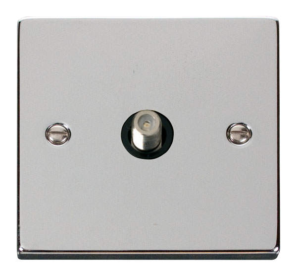 Click VPCH156BK Victorian Polished Chrome VPCHROME ONE GANG SATELITE OUTLET BLACK