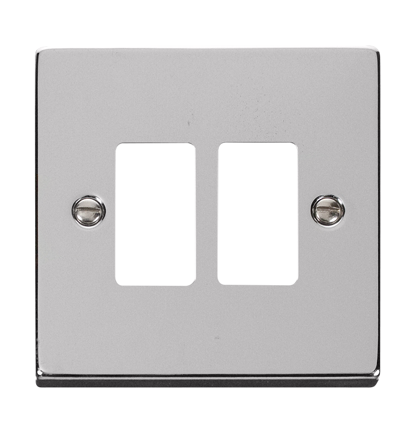 Click VPCH20402 Deco - Frontplates - Polished Chrome GRIDPRO 2 GANG DECO PLATE CHROME