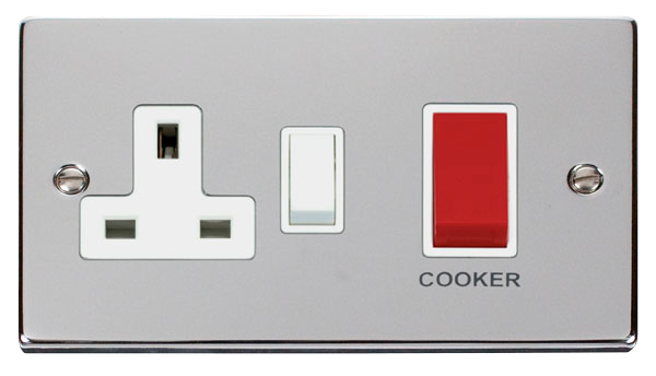 Click VPCH204WH Victorian Polished Chrome 45A SWITCH+SOCKET