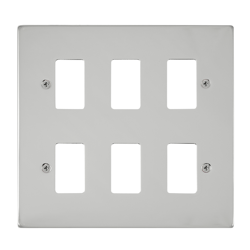 Click VPCH20506 Deco - Frontplates - Polished Chrome GRIDPRO 6 GANG DECO PLATE CHROME